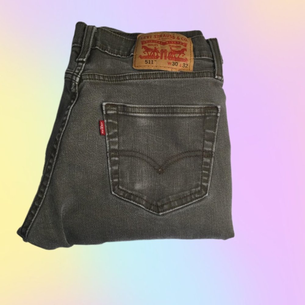 Men’s Levi’s 511 Charcoal Black/Grey Wash Denim Jeans Size 30x32